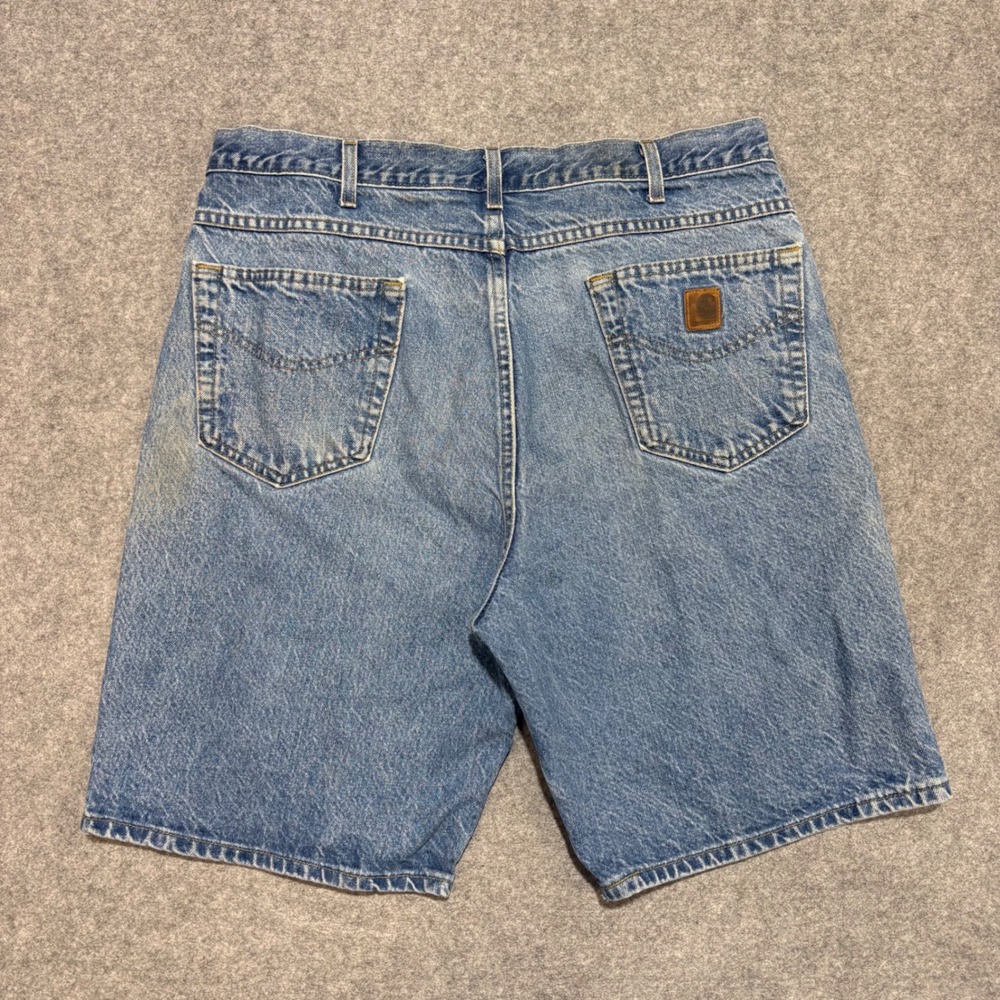 Carhartt B142DST Denim Work Shorts Mens 38 Light Wash Blue Made in USA Relaxed
